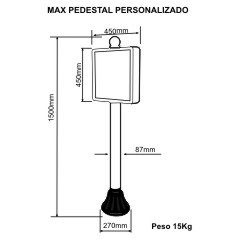 Pedestal personalizado com base preenchida em concreto, peso 14,5kg